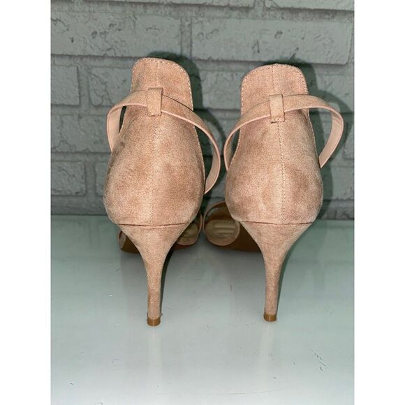 LuLu’s Women Nude Suede Ankle Strap Heel Size 8.5 - Picture 6 of 8